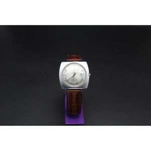 Vintage 1970s Timex Electronic Date Watch 36.5mm Silver Dial Runs